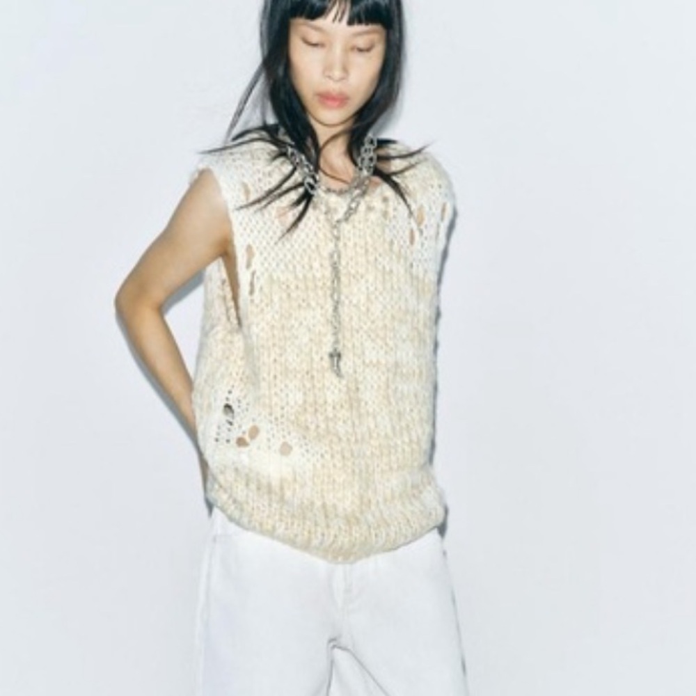 Zara Beige Knit Sweater Top